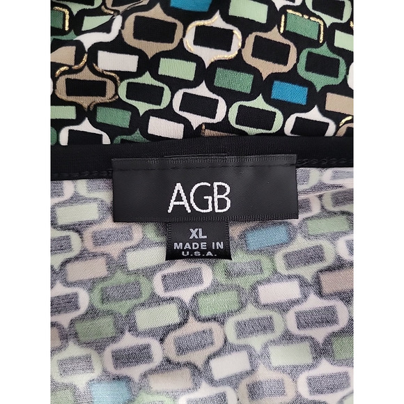 Vintage 90s Babydoll Top Black Green Geometric Flutter Short Sleeve Bow Boho USA - Picture 12 of 15